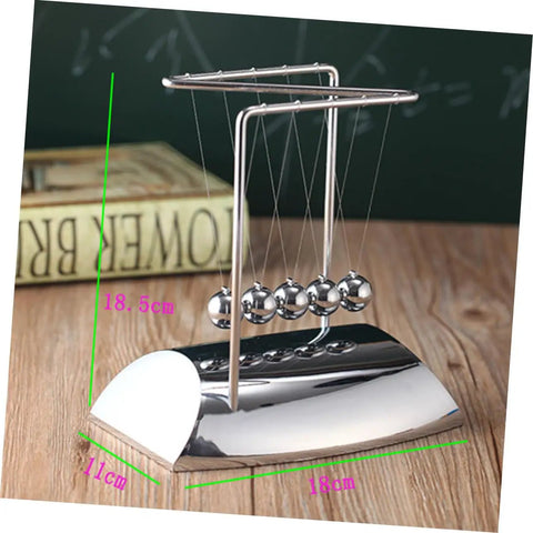 Z Shape Newton Cradle Pendulum Desk Toy for Home Office Decor with five silver balls and dimensions 18cm x 11cm x 18.5cm