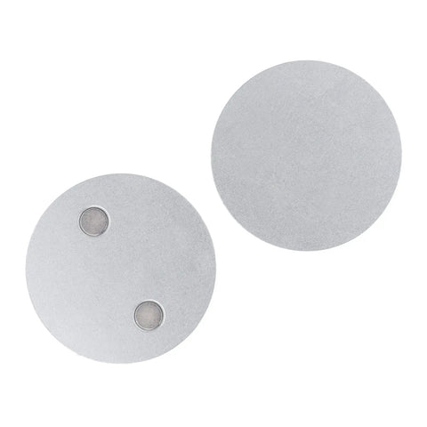 Heavy Duty Magnetic Smoke Detector Mount With Ridiculously Strong Suction And Zero Drill Hassle For Smooth Ceiling Or Wall Setup Including Steel Double Side Tape Two Piece Kit. Grey steel magnets for securing smoke alarms.