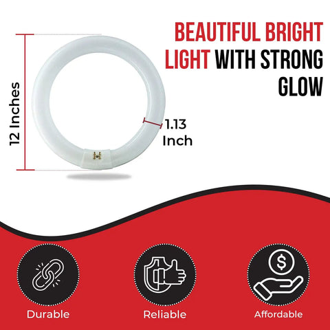 12 Inch Round T9 Fluorescent Circline Light Bulb 32W Killer Bright Cool White 4100K FC12T9 CW Four Pin Base 2100 Lumens
