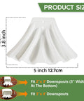 Heavy Duty Downspout Diverter Extension For Rain Drainage Keeps Foundations Dry And Yard Clean Gutter Water Redirector For Home Garden Deck Patio Lawn Porch Driveway Walkway Easy Install And Weather Ready in white, fits 2x3 & 3x4 downspouts with size illustration.