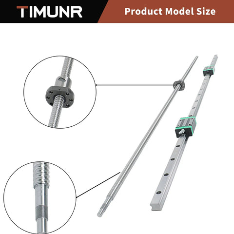 Complete HGR20 Linear Rail And SFU1605 Ballscrew Kit showing rail, ballscrew, and carriage for CNC machinery