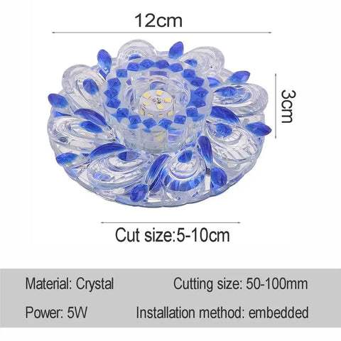 Solid 10 Pack Of 4 Inch 5W Led Crystal Downlights With Sleek Baffle Trims For Kitchens And Living Rooms Bringing Big Bright Warm White Glow No Sweat Recessed Installation And Top Tier Energy Savings, crystal baffle trim with blue accents.