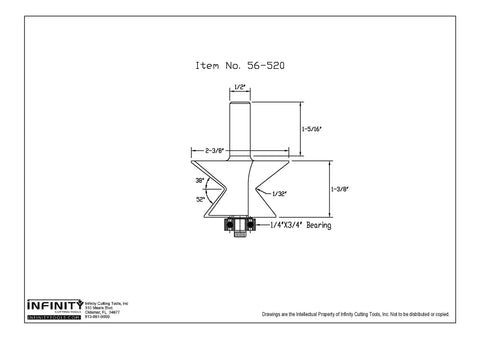 Technical diagram of Half Inch Shank Crown Molding Edge Router Bit With Carbide Tip Heavy Duty For Handheld Or Table Mounted Wood Router.