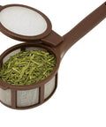 Two Pack Coffee Tea Brew Stick Infuser Reusable Filter Spoon With Fine Mesh BPA Free Easy Swivel Top with green tea leaves inside