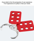 Pro Grade Lockout Hasp with six-hole design for multi-person equipment lockout, visible red nylon PA Plus construction, industrial use
