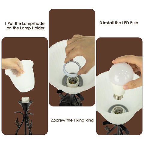 Step-by-step assembly of Set Of 2 Touch Control Table Lamps With 3 Way Dimmable Torchiere Lighting, Dual USB Charging Ports.