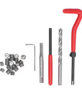 M10 X 1.25 Thread Repair Kit Pro Grade DIY Ready HSS Tap Set With Stainless Steel Inserts, Drill Bit, Lug Breaker, and Tools.