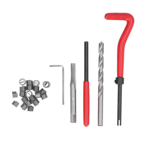 M10 X 1.25 Thread Repair Kit Pro Grade DIY Ready HSS Tap Set With Stainless Steel Inserts, Drill Bit, Lug Breaker, and Tools.