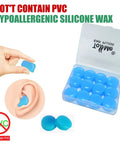 Soft Silicone Sleep Ear Plugs For Noise Reduction Up To 32dB in blue, shown in use and stored in a plastic case.
