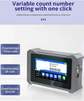 Smooth Operator Inline Industrial Inkjet Printer With Smart Touch Panel showing variable count number setting with a touchscreen display.