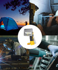Collage with Ultra Bright 2000 Lumen 18W LED Work Light for Dewalt 20V Max, camping and various job sites