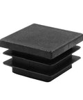Image of a 12 Pack One And A Quarter Inch Square Plastic Plugs Black End Caps For Square Tubes And Furniture Legs Durable Plastic Plugs Provide Floor Protection In Indoor And Outdoor Use showcasing a single black plug.