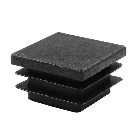 Image of a 12 Pack One And A Quarter Inch Square Plastic Plugs Black End Caps For Square Tubes And Furniture Legs Durable Plastic Plugs Provide Floor Protection In Indoor And Outdoor Use showcasing a single black plug.