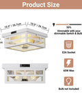 Outdoor Flush Mount Motion Sensor White Ceiling Light With Seeded Clear Glass Timeless Industrial Design size diagram