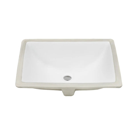 Square White Porcelain Undermount Bathroom Vanity Sink, 20.5 Inch, Ceramic Vitreous China, front view