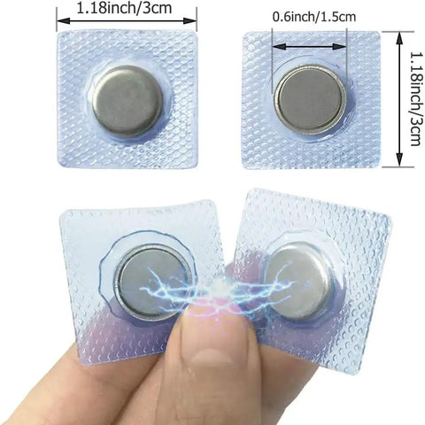 Plus 16 Piece Sew In Magnetic Snap Assortment Featuring Slim Invisible PVC Encased Closures, 1.18 inch and 0.6 inch sizes.
