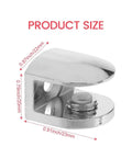 Adjustable Glass Clamps 6mm Zinc Alloy Shelf Clips For Bathroom And Kitchen Heavy Duty Glass Holders, showing product dimensions