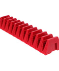 12 Piece Plastic Wrench Storage Organizer Tray for Garage and Workshop Modular Wrench Rack Holder in red, side view