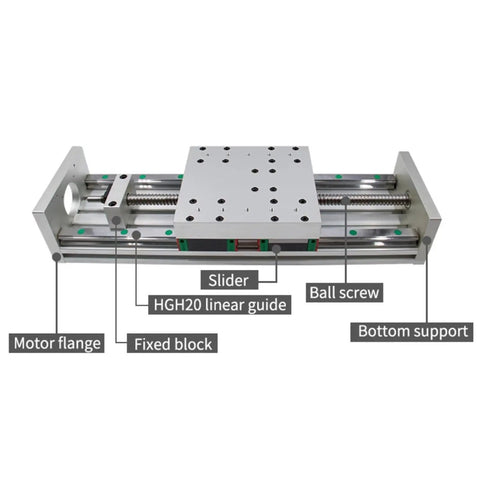 Beefy Pro Grade Ball Screw Nut Travel Table for HGR20 Linear Guide SFU1610 CNC Router 700mm Travel with detailed labels