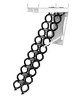 Heavy Duty Electric Attic Ladder With Smooth One Touch Remote Pull Down Telescopic Loft Staircase showing black telescopic steps.