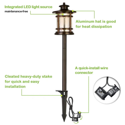 8 Pack Low Voltage LED Landscape Lighting Kit For Outdoor Yard Shine, 12V To 15V Pathway with die-cast aluminum path light