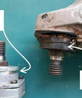 Badass Portable Angle Grinder Cutting Stand And Bracket Set With Quick Release Mounts and Solid Grip Clamps showing guard groove comparison.