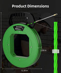 Product dimensions of 125 Ft Non Conductive PET Fish Tape Wire Puller With Three Sixteenth Inch Cable, Steel Leader, And Ergonomic Handle