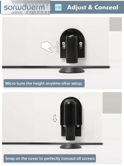 Matte Black Magnetic Door Stopper Holds Interior Doors Firmly Open Heavy Duty Floor Mounted Catch with adjustment feature and cover.