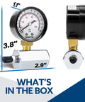 Front view of SENCTRL gas pressure test gauge with 2-inch dial, 0-15 psi, brass valve, 3/4 FNPT, chrome-plated steel body