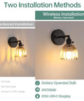 Vintage Battery Operated Wall Sconce With Amber Tulip Glass Lampshade in hardwired and wireless installation methods