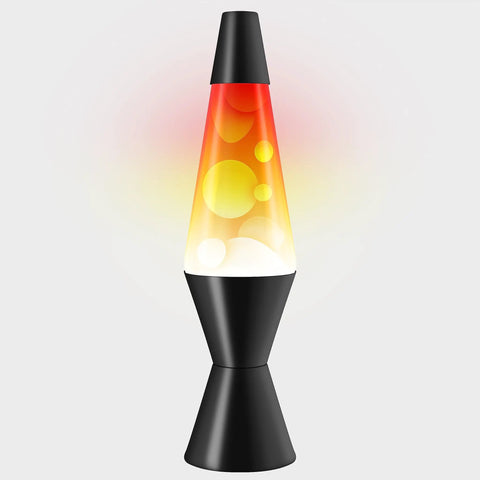 Triple Color Change Lava Lamp With Dynamic Blob Effects, 14.5 Inch Tall Aluminum Base And Cap, 25W Bulb Included, Classic Vintage Liquid Motion Lamp With Multi Colored Swirls For Living Room Or Desk Vibe, showing colorful swirls.