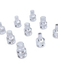 Professional 3/4 Inch Drive Impact Hex Driver Set With CrMo Steel Spline Bits And Heavy Duty Socket Kit showing 9 chrome sockets for automotive use.