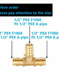 Half Inch Pex A Brass Tee Fitting Expansion Tee For Water Oil And Gas Systems 10 Pack Pro Grade Heavy Duty Tubing Connector