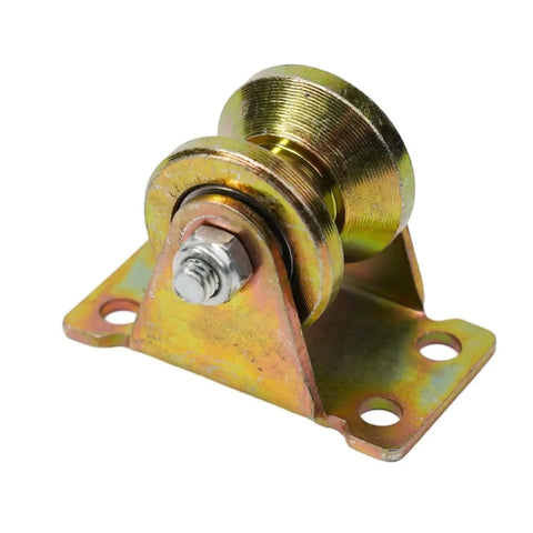 Premium V Groove Wheel Pack And Sliding Gate Casters Crafted From Heavy Gauge Steel For Rock Solid Track Guidance With Top Shelf Durability And No Sweat Installation, close-up of V groove caster.