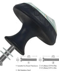 Stunning Emerald Green Marble Cabinet Knobs 4 Pack Super Sleek 35Mm Drawer Pulls With Matte Black Backplates Durable Abs Construction Single Hole Mount Includes Screws - close-up of round knob with black base and marble top.