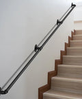 Badass Strength 10 Foot Stair Handrail And Heavy Duty Wall Mount Metal Pipe Railing For Indoor Outdoor Use Carrying Up To 450 Pounds Easily Secured For Rock Solid Grip Daily along staircase.