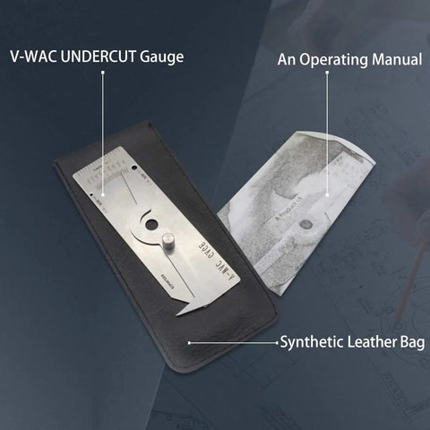 VWAC Undercut Gauge For Welders Stainless Steel Inspection Tool Reads Bead Undercuts Pit Depth Misalignment And Porosity Size In Inches Zero To One Quarter Inch Increments Per Inch Porosity Check, stainless gauge on leather case