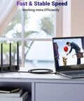 Braided Cat6 Ethernet Cable 1Gbps High Speed Network Cable Shielded RJ45 LAN Cord connecting laptop to router for stable speed