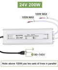 Heavy Duty 200W 24V DC LED Driver Power Supply Waterproof IP67 Outdoor Ready for Any 24V LED Lights and Projects