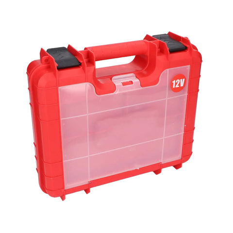 Pro Grade Cordless Drill And Impact Wrench Delivers Powerful 20 To 52 Nm Torque With 25 Adjustable Gears For Any DIY Project Or Home Fix red plastic tool case with handle