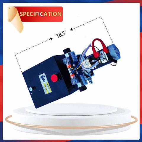 12V Hydraulic Power Unit For Car Lifting Platforms And Dump Trailers, Portable Self Contained Hydraulic Pump Station, 1.2 kW Double Acting 8 Qt, Beefy Heavy Duty Power Pack For Mobile Lifting