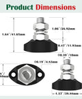 M10 Single Stud Battery Junction Block 12V Bus Bar Beefy High Current 250A DC Power Distribution Block For Automotive Marine And Off Road Battery Ground Terminal, dimensioned side view