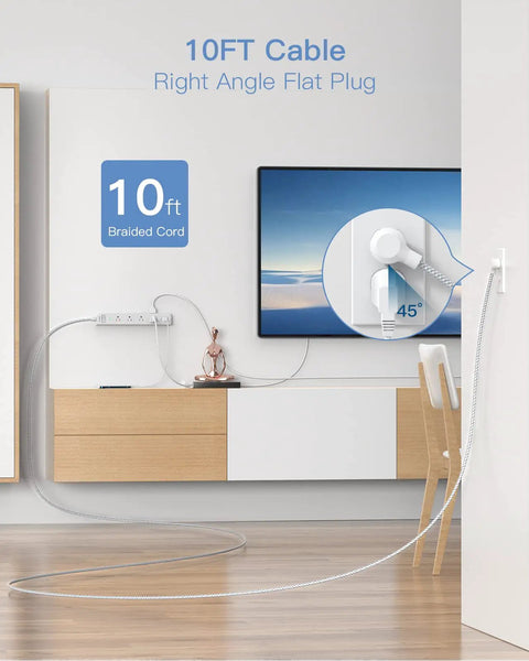 Must Have 10 Ft Extension Cord Power Strip With 8 AC Outlets And 3 USB Ports showcased in home office setup