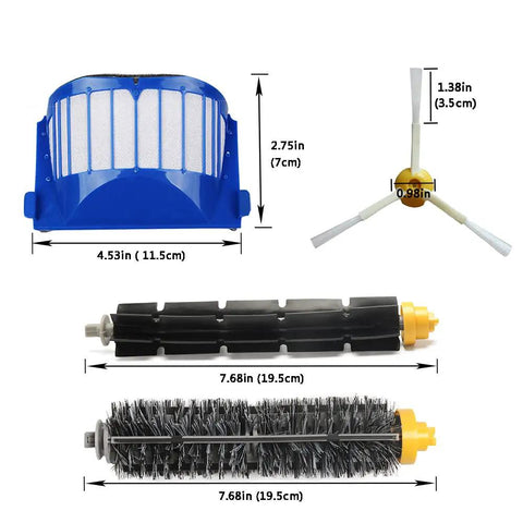 Replacement Parts Kit For Roomba 600 Series Vacuum Cleaners Includes Bristle Brush Flexible Beater Brush Filter Side Brush