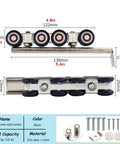 Beefy Heavy Duty Sliding Barn Door Hardware Track Kit For Exterior And Interior Use showing 8-wheel hangers and hardware