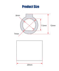 Diagram showing 8mm to 11mm shaft adapter dimensions: 20mm length, 8mm inner, 11mm outer bore. For RV30 worm gear reducers.
