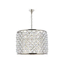 Hella Sweet Madison 8 Light Pendant With Royal Cut Crystals Polished Nickel Finish hanging lamp, featuring a geometric design.