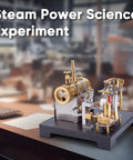 Full Metal Beam Steam Engine Kit With Horizontal Boiler, A Hands-On Desktop Powerhouse Project For Kids And Adults, 85-Piece DIY Science Set, Steam-Powered Learning Toy, Educational Gift on black base