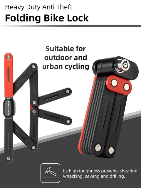 Folding Bike Lock 120 Cm Long With 2 Keys Heavy Duty Security Lock For E Bike And Electric Scooter Anti Theft Durable Alloy Steel For Motorcycle Outdoor City Cycling And Daily Commute