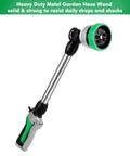 Heavy Duty Metal Watering Wand for Garden Hoses, 16-Inch Sprayer with 180 Degree Swivel, 7 Spray Patterns, Zinc Alloy Build